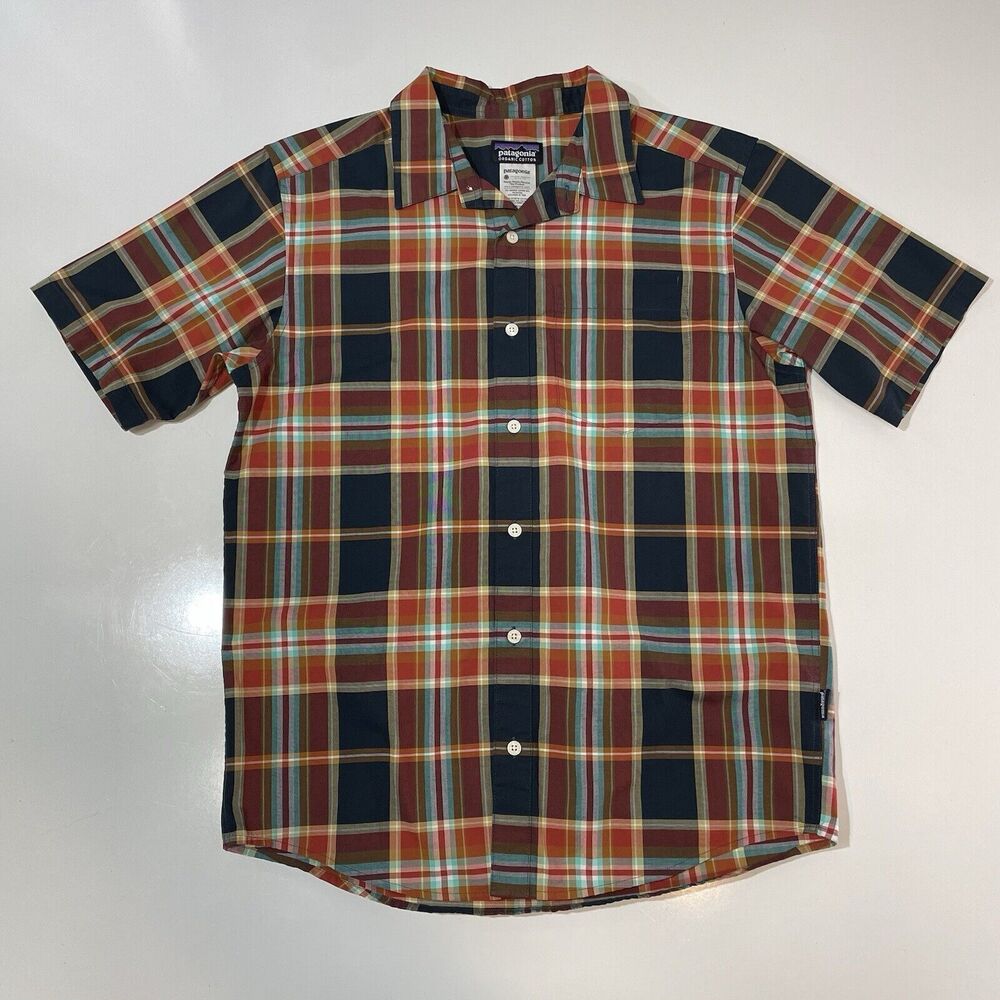 PATAGONIA Men’s Organic Cotton Western Pearl Snap Shirt Plaid Short Sleeve S